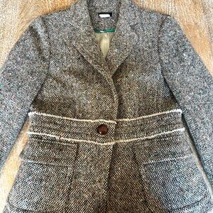 J. Crew Women's Wool Alpaca Tweed Blazer - Black and White 2 S Small